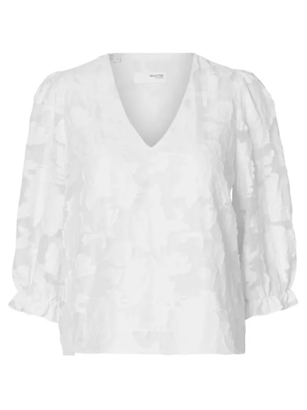 Toppe Og Bluser>SELECTED BLOMSTERPRINTET BLUSE White