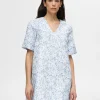 Kjoler>SELECTED BLOMSTERPRINTET KORT KJOLE Blue