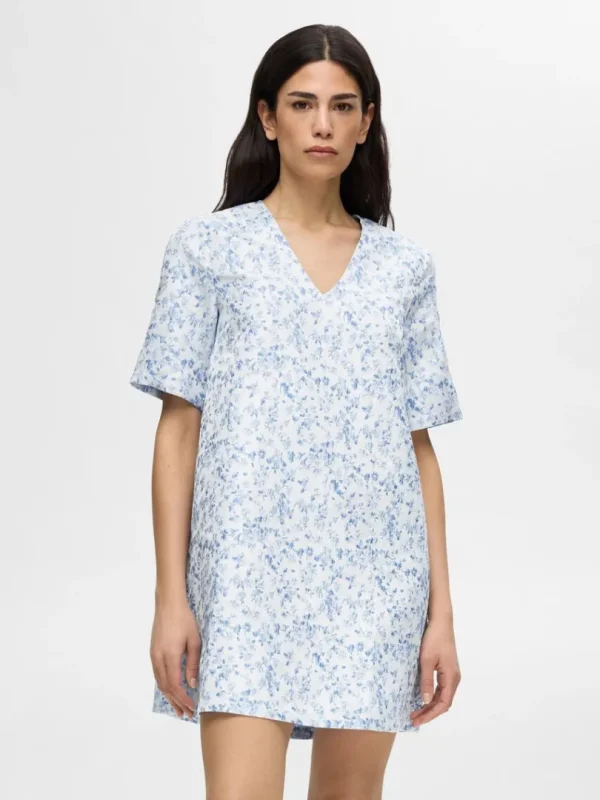Kjoler>SELECTED BLOMSTERPRINTET KORT KJOLE Blue