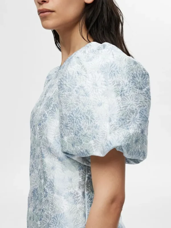 Kjoler>SELECTED BLOMSTRET JACQUARD KORT KJOLE Blue