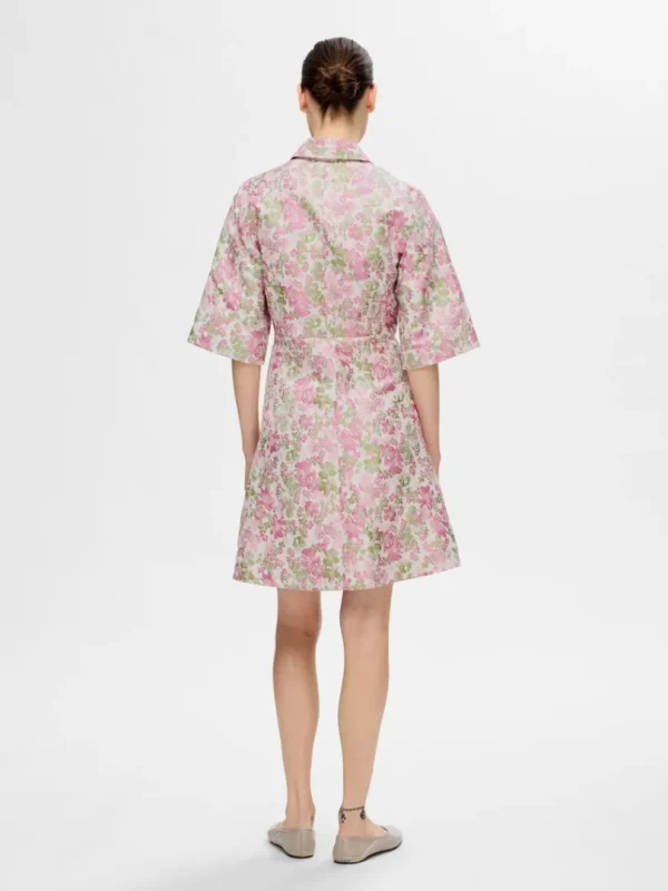 Kjoler>SELECTED BLOMSTRET JACQUARD KORT KJOLE Coloured