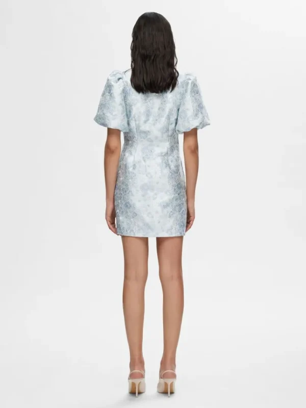 Kjoler>SELECTED BLOMSTRET JACQUARD KORT KJOLE Blue