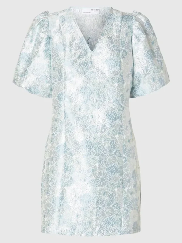 Kjoler>SELECTED BLOMSTRET JACQUARD KORT KJOLE Blue