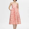 Kjoler>SELECTED BLOMSTRET JACQUARD MIDIKJOLE Pink