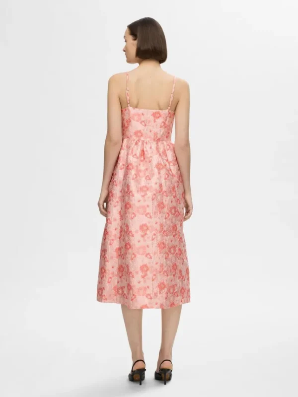 Kjoler>SELECTED BLOMSTRET JACQUARD MIDIKJOLE Pink