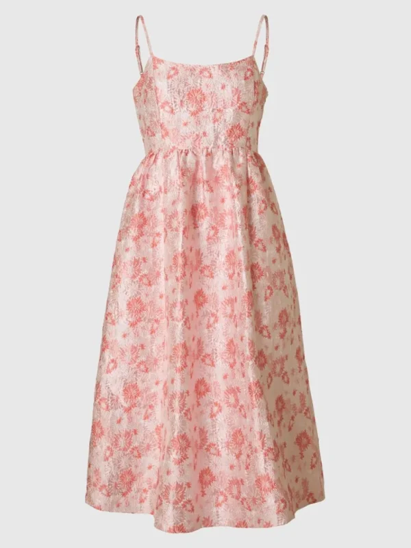 Kjoler>SELECTED BLOMSTRET JACQUARD MIDIKJOLE Pink