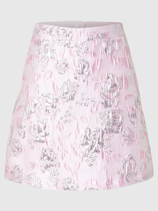 Nederdele>SELECTED BLOMSTRET  JACQUARD MININEDERDEL Pink