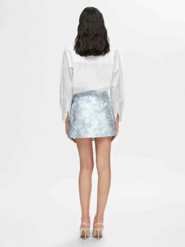 Nederdele>SELECTED BLOMSTRET JACQUARD MININEDERDEL Blue