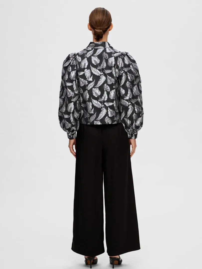 blomstret_jacquard_skjort_4.webp Skjorter | Toppe Og Bluser>SELECTED BLOMSTRET JACQUARD SKJORTE Silver