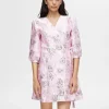 Kjoler>SELECTED BLOMSTRET JACQUARD SLÅ OM KJOLE Pink