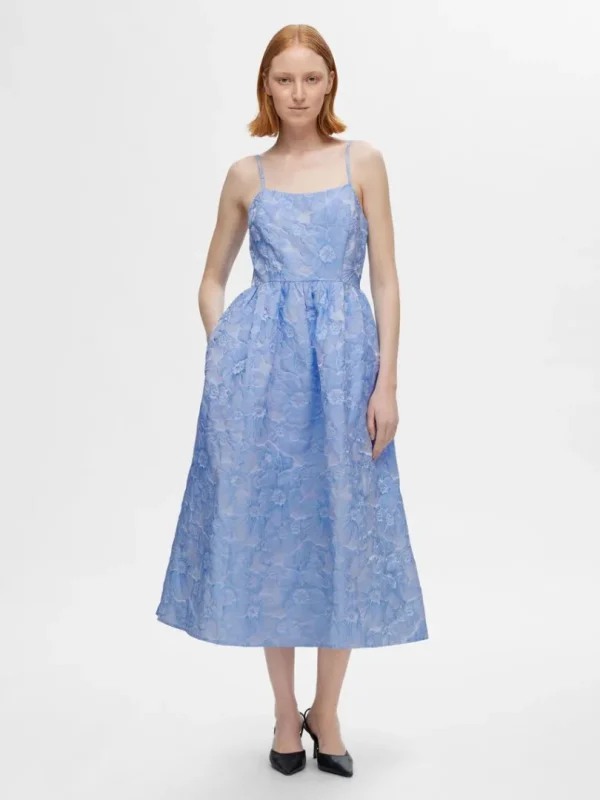 Kjoler>SELECTED BLOMSTRET MIDIKJOLE Blue