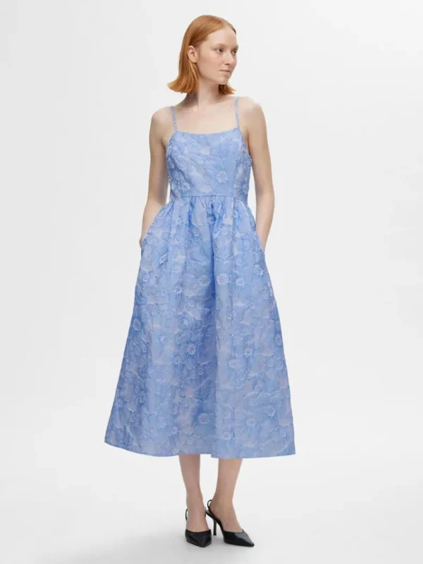 Kjoler>SELECTED BLOMSTRET MIDIKJOLE Blue