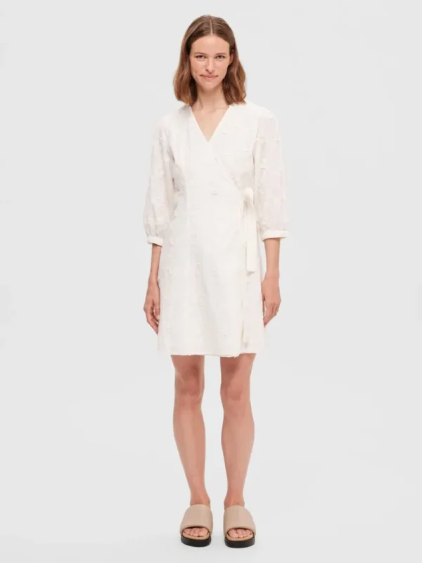 Kjoler>SELECTED BLOMSTRET SLÅ OM KJOLE White