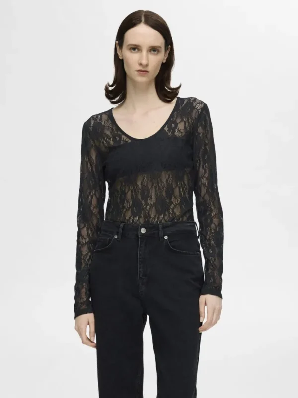 Toppe Og Bluser>SELECTED BLONDE BODYSTOCKING Black