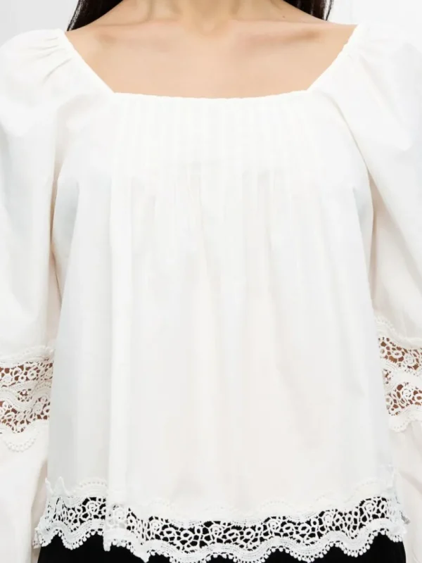 Toppe Og Bluser>SELECTED BLONDE LANGÆRMET BLUSE White