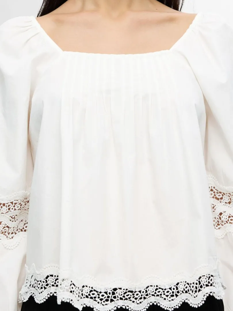 blonde_langrmet_bluse_3.webp Toppe Og Bluser>SELECTED BLONDE LANGÆRMET BLUSE White