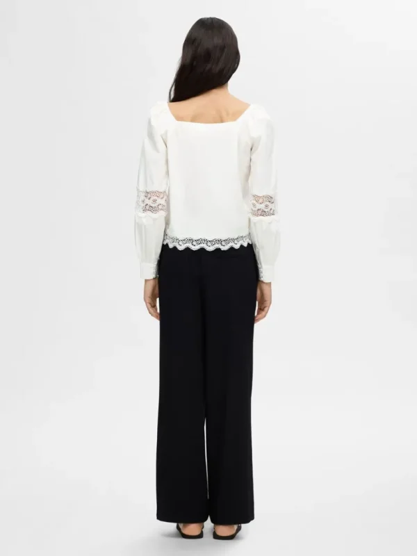 Toppe Og Bluser>SELECTED BLONDE LANGÆRMET BLUSE White