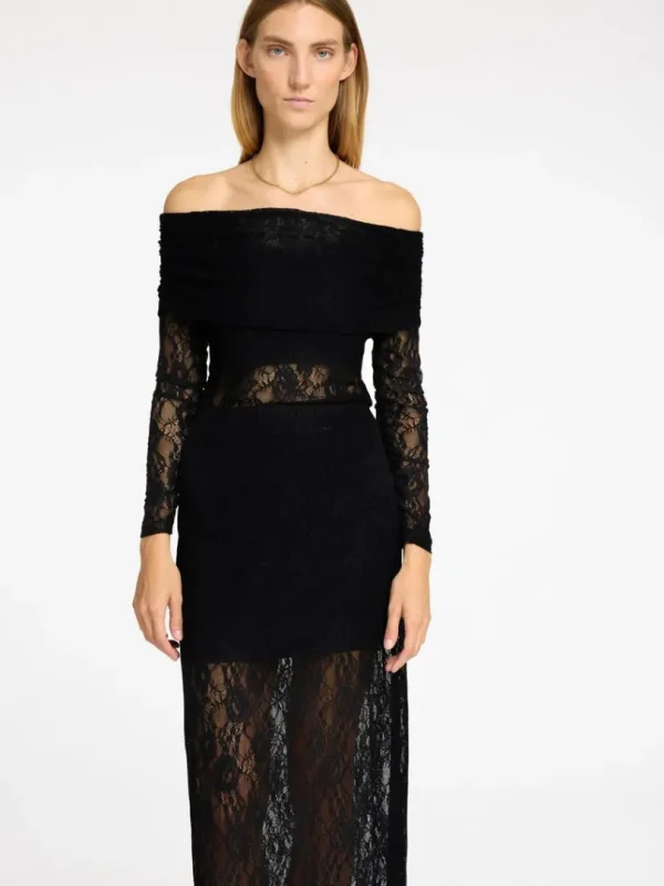 Toppe Og Bluser>SELECTED BLONDE OFF-SHOULDER TOP Black