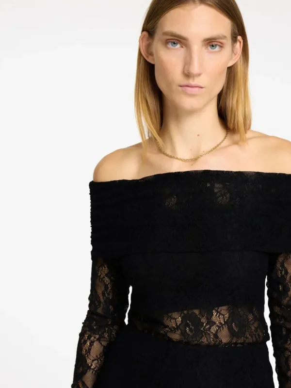 Toppe Og Bluser>SELECTED BLONDE OFF-SHOULDER TOP Black