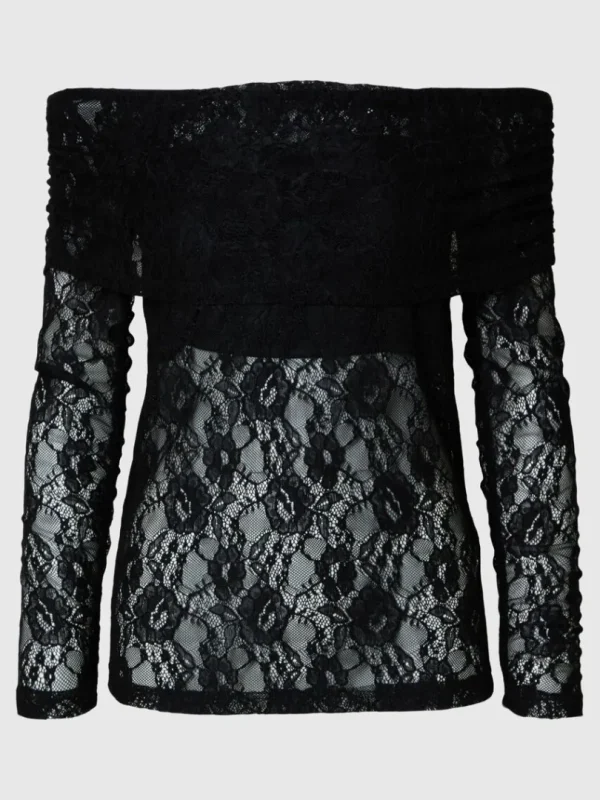Toppe Og Bluser>SELECTED BLONDE OFF-SHOULDER TOP Black
