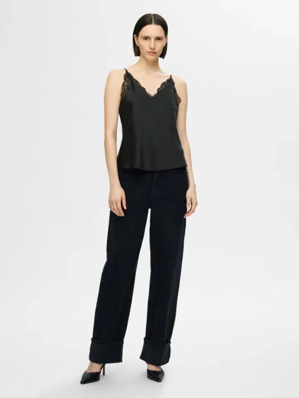 Toppe Og Bluser>SELECTED BLONDE STROPTOP Black