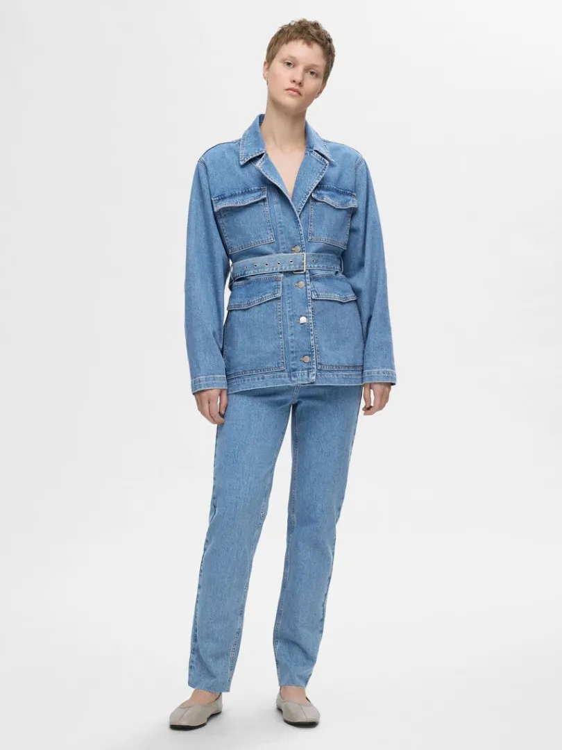 blte_denimjakke_1.webp Overtøj>SELECTED BÆLTE- DENIMJAKKE Blue