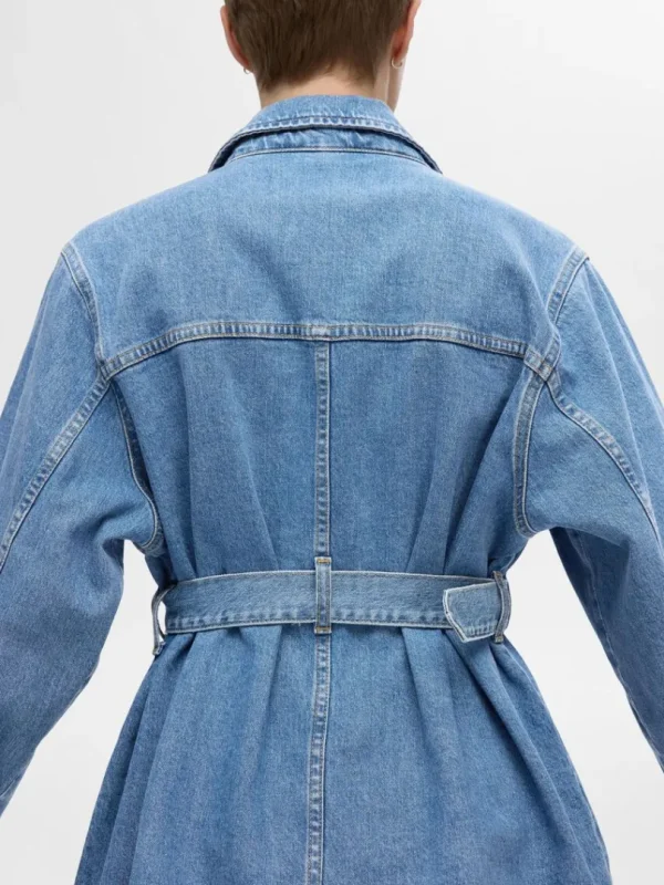 Overtøj>SELECTED BÆLTE- DENIMJAKKE Blue