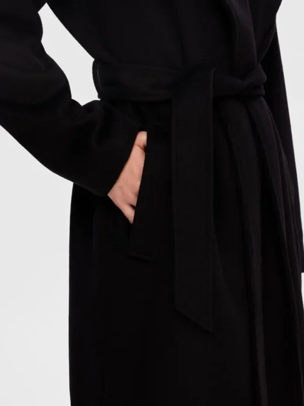 Overtøj>SELECTED BÆLTE- FRAKKE Black