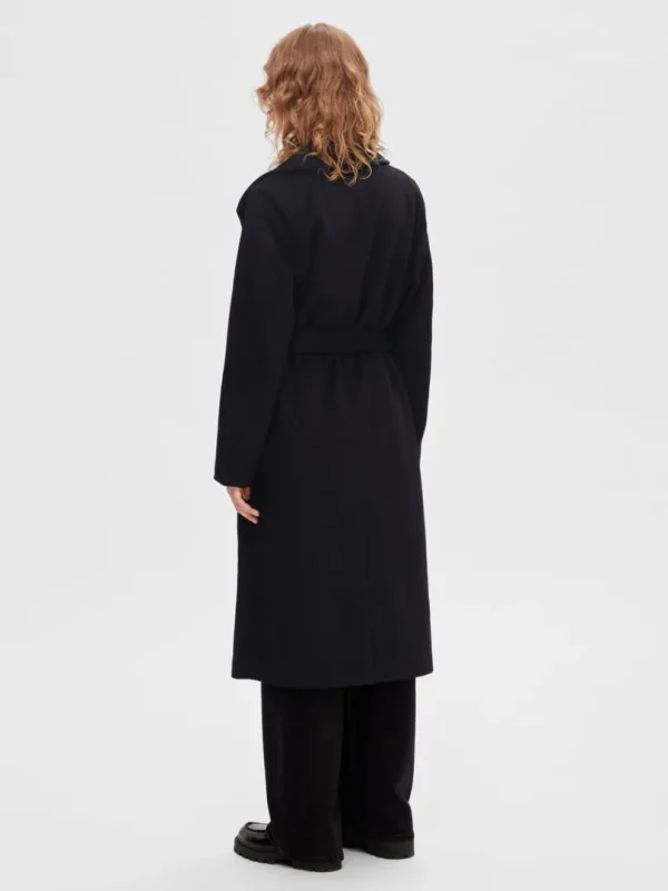 Overtøj>SELECTED BÆLTE- FRAKKE Black