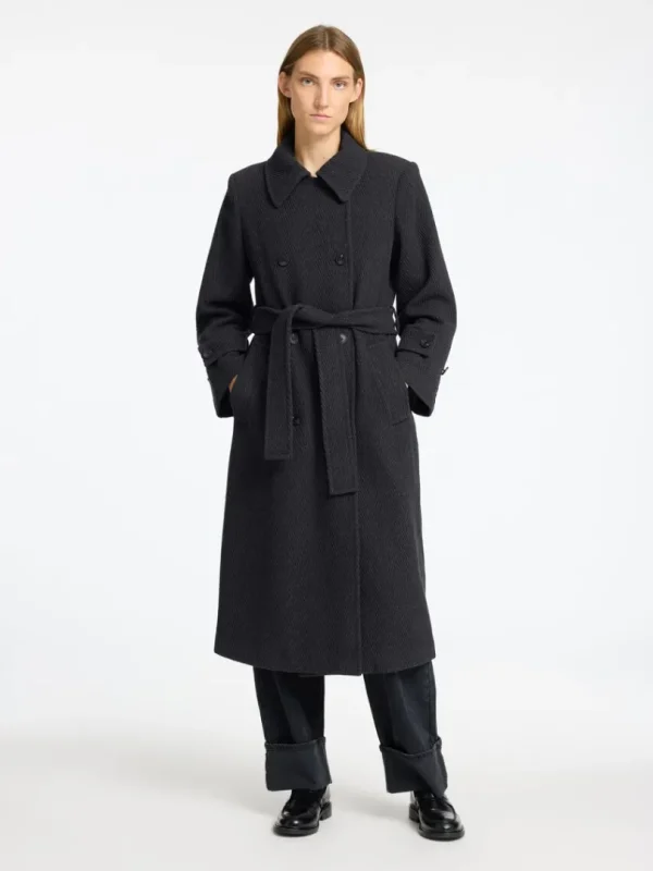 Overtøj>SELECTED BÆLTE- TRENCHCOAT Grey