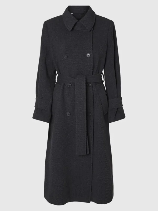 Overtøj>SELECTED BÆLTE- TRENCHCOAT Grey