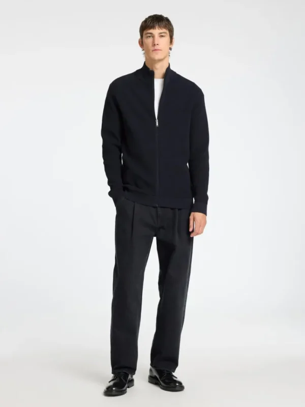 Overtøj | Strik>SELECTED 100% BOMULD CARDIGAN MED LYNLÅS Blue