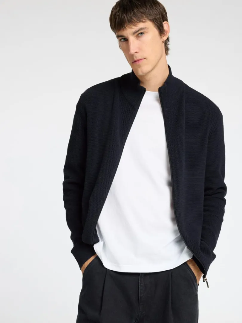 bomuld_cardigan_med_lynl_2-1.webp Overtøj | Strik>SELECTED 100% BOMULD CARDIGAN MED LYNLÅS Blue
