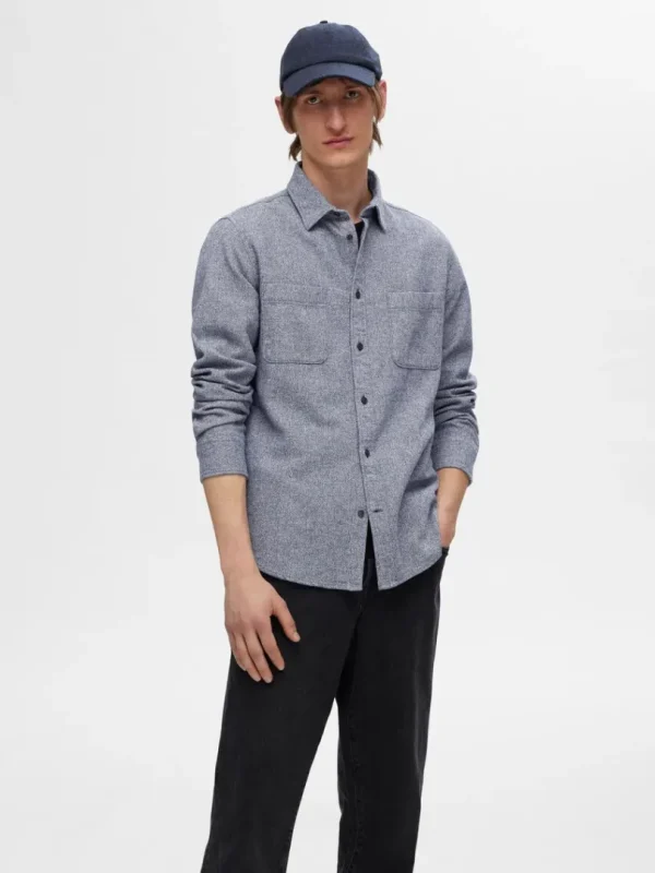 Skjorter>SELECTED 100% BOMULD FLANNEL-SKJORTE Blue