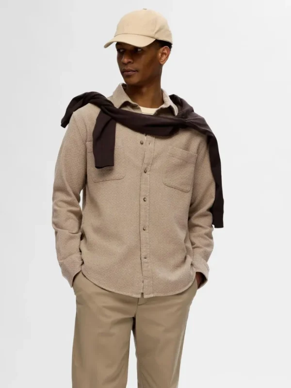 Skjorter>SELECTED 100% BOMULD FLANNEL-SKJORTE Beige