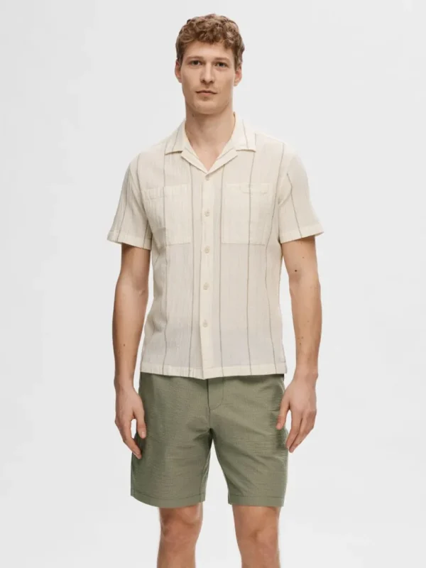 Skjorter>SELECTED BOMULD KORTÆRMET SKJORTE Beige
