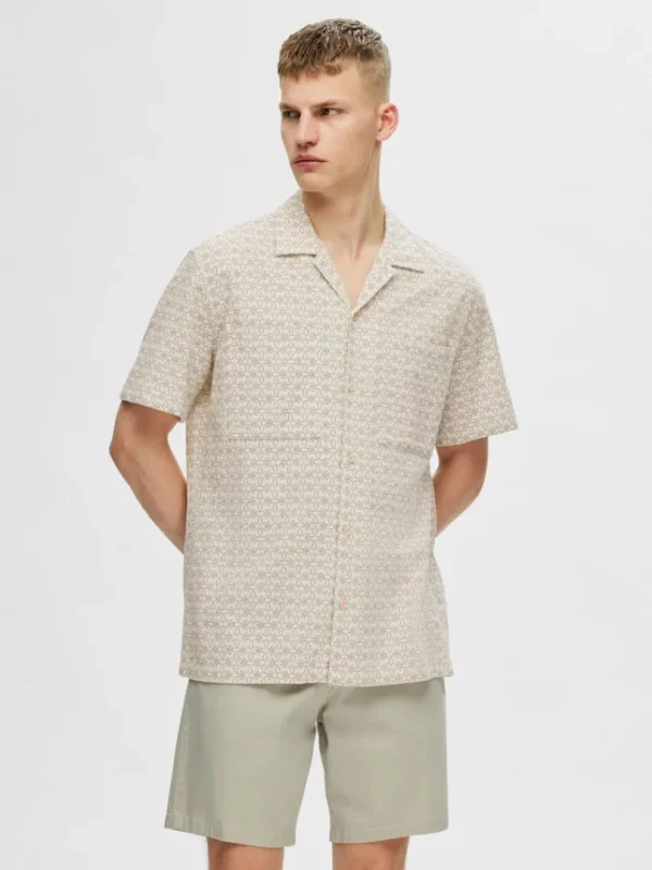 Skjorter>SELECTED BOMULD KORTÆRMET SKJORTE Beige