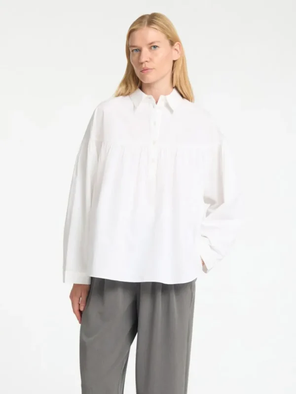 Skjorter>SELECTED 100% BOMULD LANGÆRMET BLUSE White