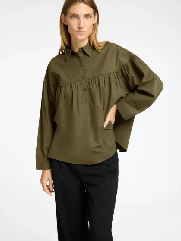 Skjorter>SELECTED 100% BOMULD LANGÆRMET BLUSE Green