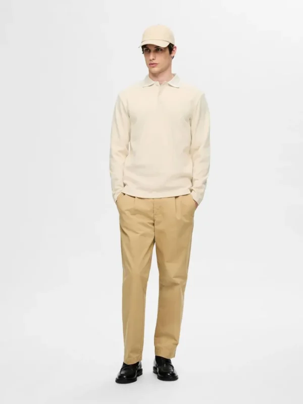 Poloer>SELECTED 100% BOMULD LANGÆRMET POLO Beige