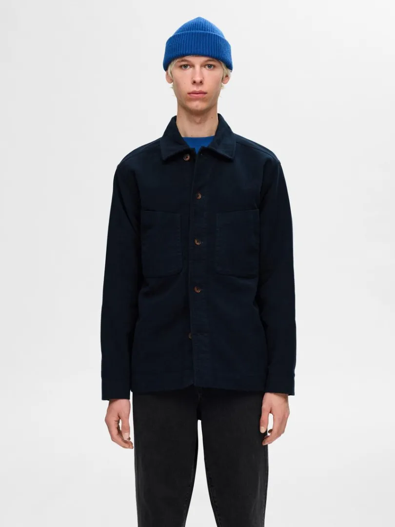 bomuld_overshirt_0-1.webp Overtøj | Skjorter>SELECTED 100% BOMULD OVERSHIRT Blue