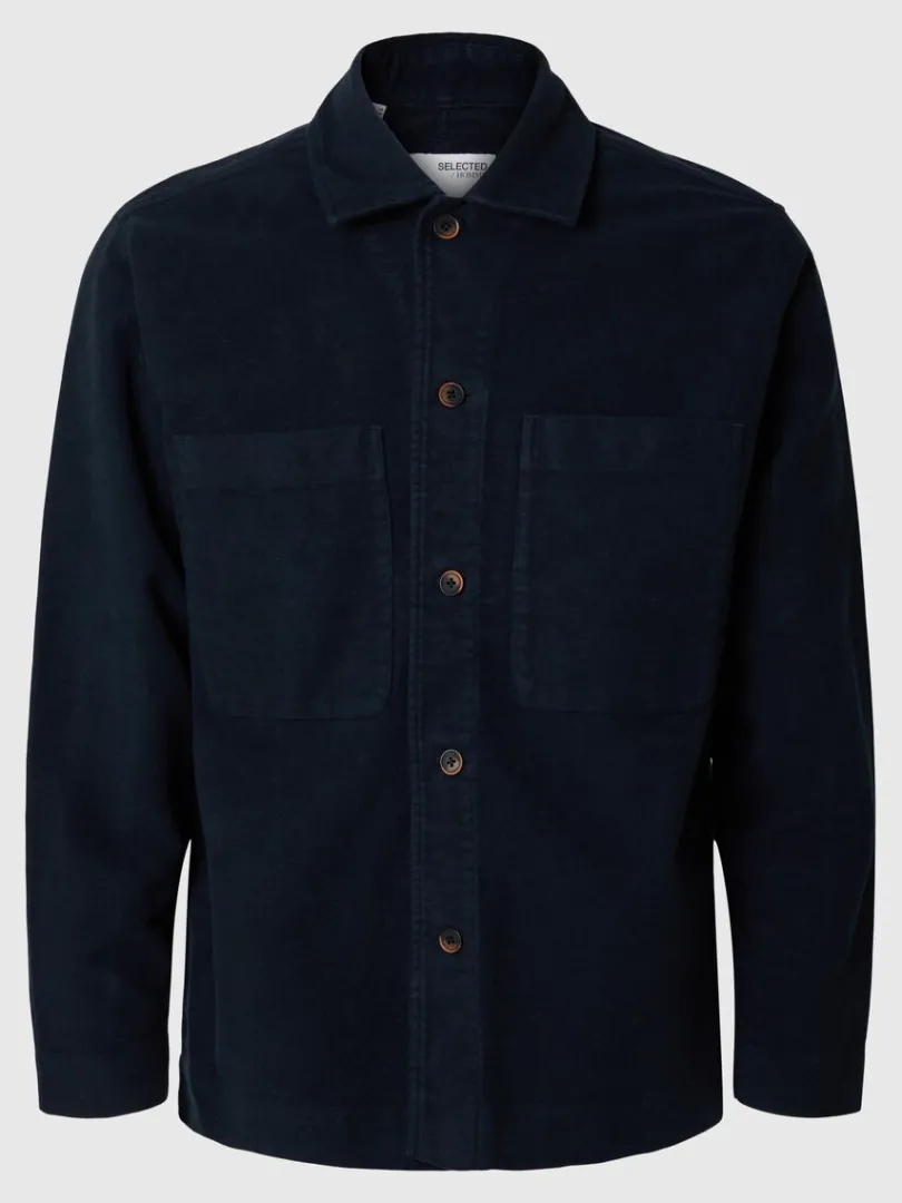 bomuld_overshirt_4-1.webp Overtøj | Skjorter>SELECTED 100% BOMULD OVERSHIRT Blue