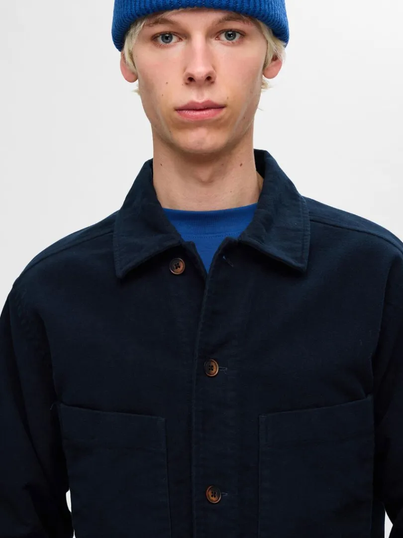 bomuld_overshirt_5-1.webp Overtøj | Skjorter>SELECTED 100% BOMULD OVERSHIRT Blue