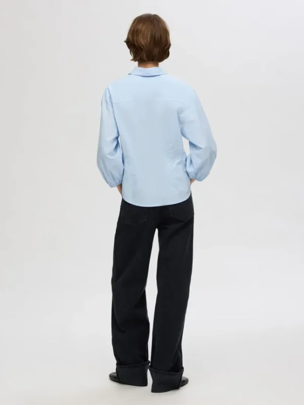 Skjorter>SELECTED BOMULD SKJORTE MED 3/4-ÆRMER Blue