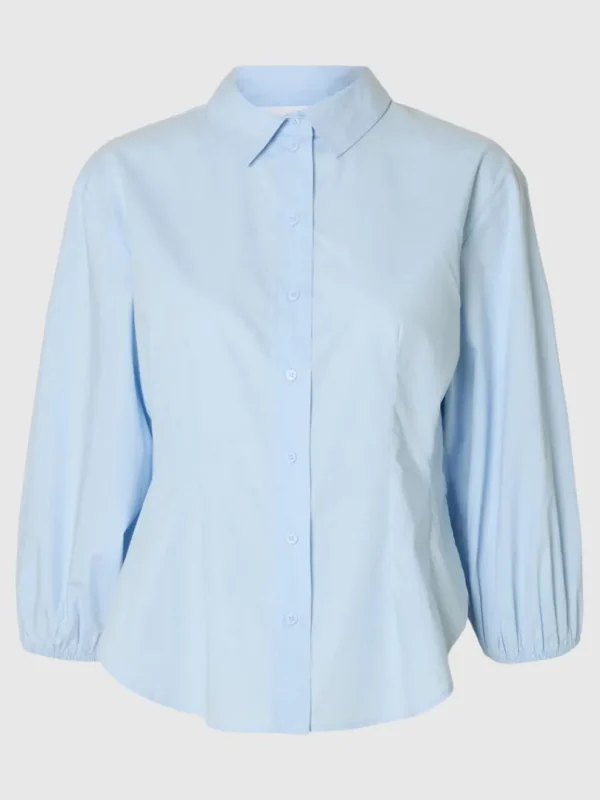 Skjorter>SELECTED BOMULD SKJORTE MED 3/4-ÆRMER Blue