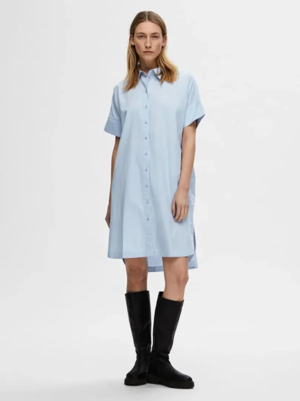 Kjoler>SELECTED BOMULD SKJORTEKJOLE Blue
