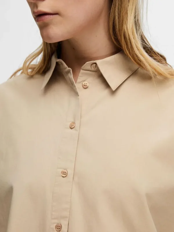 Kjoler>SELECTED BOMULD SKJORTEKJOLE Beige