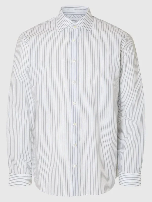 Skjorter>SELECTED 100% BOMULD SLIM FIT SHIRT White