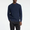 Strik>SELECTED 100% BOMULD SWEATER MED RUND HALS Blue