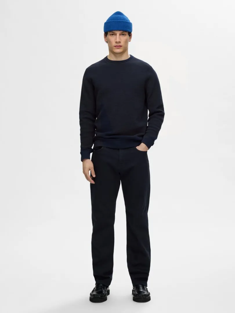 bomuld_sweater_med_rund__1-5.webp Strik>SELECTED 100% BOMULD SWEATER MED RUND HALS Blue